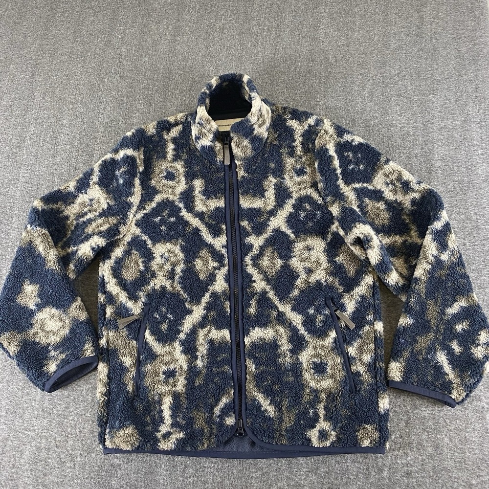 Abercrombie & Fitch XS Sherpa Fleece Jacket Blue Geometric Full Zip